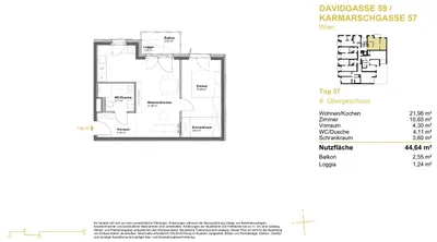 2-Zimmer-Wohnung kaufen in Wien – 44,64 m², € 322.500 – Bild 5 von 7
