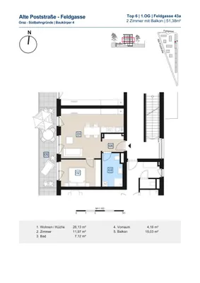 2-Zimmer-Wohnung mieten in Graz – 51,38 m², € 731 – Bild 26 von 26