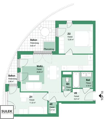 3-Zimmer-Wohnung mieten in Wien – 62,85 m², € 1.599 – Bild 20 von 21