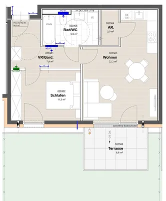 2-Zimmer-Wohnung mieten in Salzburg-Umgebung – 48,8 m², € 1.359 – Bild 8 von 8
