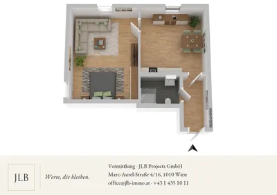 1-Zimmer-Wohnung mieten in Graz – 38,23 m², € 598 – Bild 2 von 7