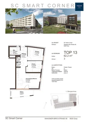 3-Zimmer-Wohnung mieten in Graz – 62 m², € 905 – Bild 3 von 3