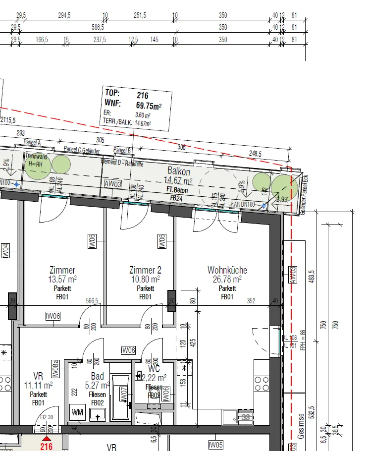 3-Zimmer-Wohnung mit Balkon, 70 m², Landstraße, Landstraße