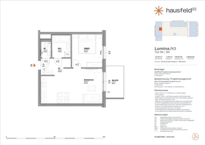Top: A.94 ● LUMINA im Hausfeld²² ● Unbefristet ● Termin online buchen: www.hausfeld22.at/lumina