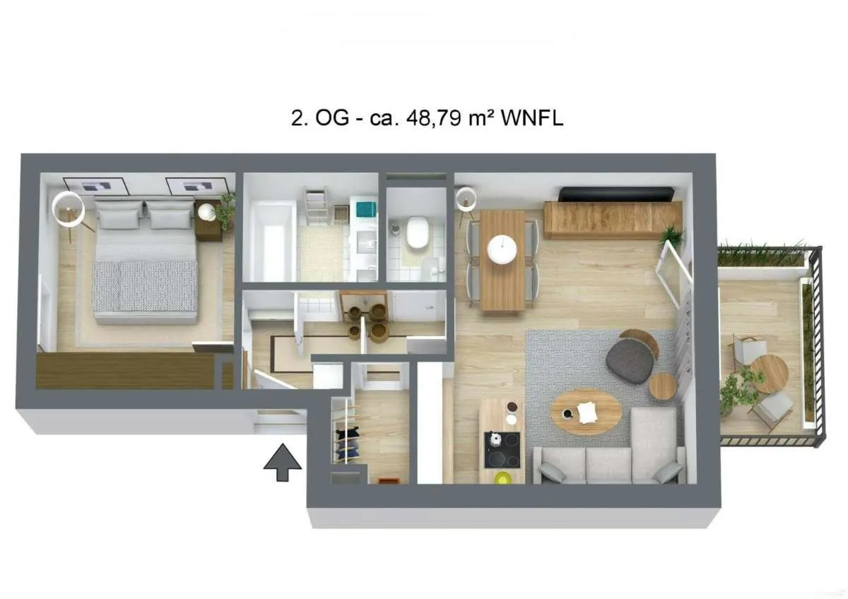 Moderne 2-Zimmer-Anlegerwohnung in Graz-Eggenberg - mit laufenden Mieteinnahmen - Ansicht 2
