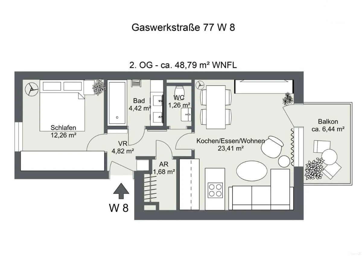 Moderne 2-Zimmer-Anlegerwohnung in Graz-Eggenberg - mit laufenden Mieteinnahmen - Ansicht 3