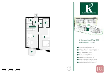 2-Zimmer-Wohnung mieten in Tulln – 53,8 m², € 1.079 – Bild 10 von 11
