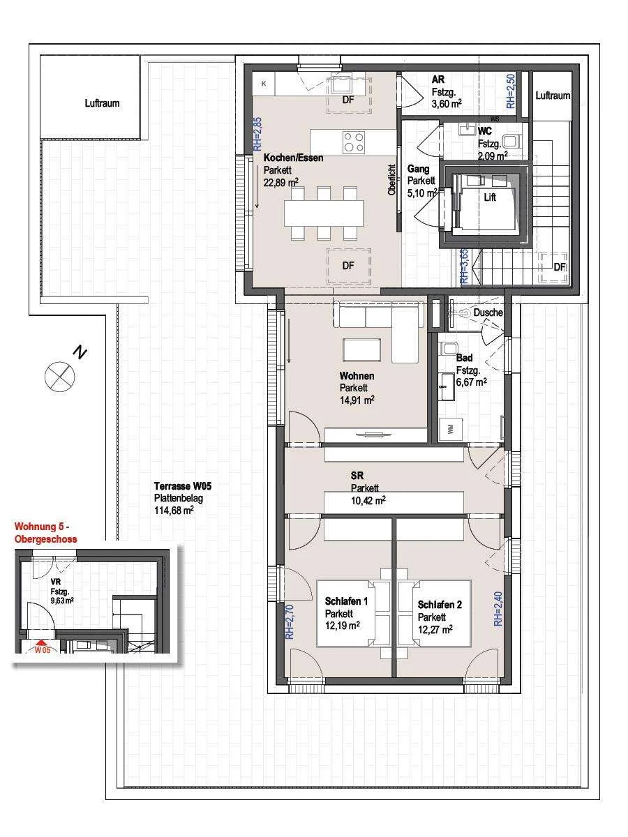 Premium Penthouse mit 115 m² Dachterrasse in exklusiver Lage in Aigen - Valkenauerstraße W5 – pohled 3