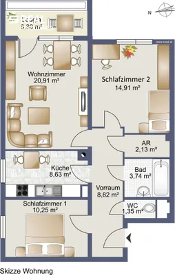 3-Zimmer-Wohnung kaufen in Melk – 70,77 m², € 140.000 – Bild 12 von 12