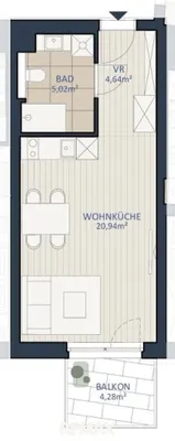 1-Zimmer-Wohnung kaufen in Tulln – 30,6 m², € 195.040 – Bild 2 von 8
