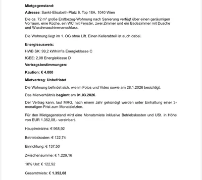 2-Zimmer-Wohnung mieten in Wien – 72 m², € 1.352 – Bild 12 von 14
