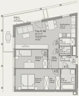 3-Zimmer-Wohnung mieten in Wien – 69,16 m², € 1.399 – Bild 15 von 16