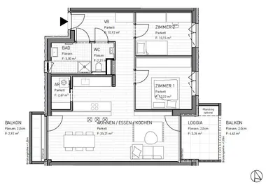 3-Zimmer-Wohnung kaufen in Klagenfurt – 78,38 m², € 327.700 – Bild 2 von 4