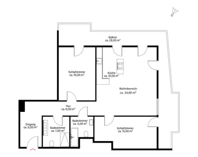 3-Zimmer-Wohnung mieten in Wien – 89 m², € 2.425 – Bild 4 von 12
