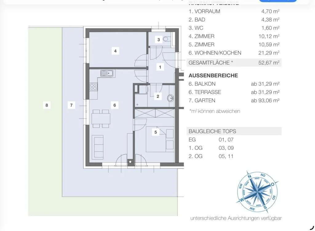 Neuwertige , vermietete 3-Zi Vorsorgewohnung Klagenfurt, Balkon, Stellplatz, Fußbodenheizung, um Nettopreis EUR 235.000 zzgl. MWST zu verkaufen. - Ansicht 3