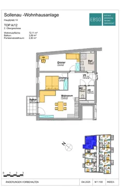 3-Zimmer-Wohnung mieten in Wiener Neustadt Land – 72,11 m², € 1.010 – Bild 2 von 2