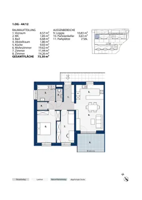 3-Zimmer-Wohnung mieten in Melk – 73,3 m², € 834 – Bild 2 von 2