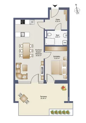 2-Zimmer-Wohnung mieten in Dornbirn – 52,13 m², € 1.070 – Bild 2 von 11