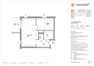Top: A.44 ● LUMINA im Hausfeld²² ● Unbefristet ● Termin online buchen: www.hausfeld22.at/lumina