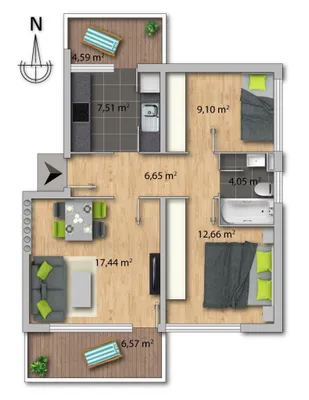 3-Zimmer-Wohnung kaufen in Innsbruck – 57,41 m², € 449.000 – Bild 3 von 3