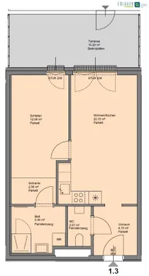 2-Zimmer-Wohnung mieten in Sankt Pölten – 47,58 m², € 749 – Bild 2 von 6