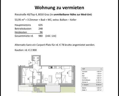 5-Zimmer-Wohnung mieten in Graz – 54 m², € 635 – Bild 8 von 8