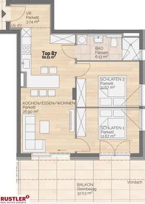 3-Zimmer-Wohnung mieten in Villach – 60,38 m², € 1.930 – Bild 8 von 8