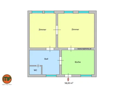 2-Zimmer-Wohnung mieten in Wien – 58 m², € 597 – Bild 8 von 12