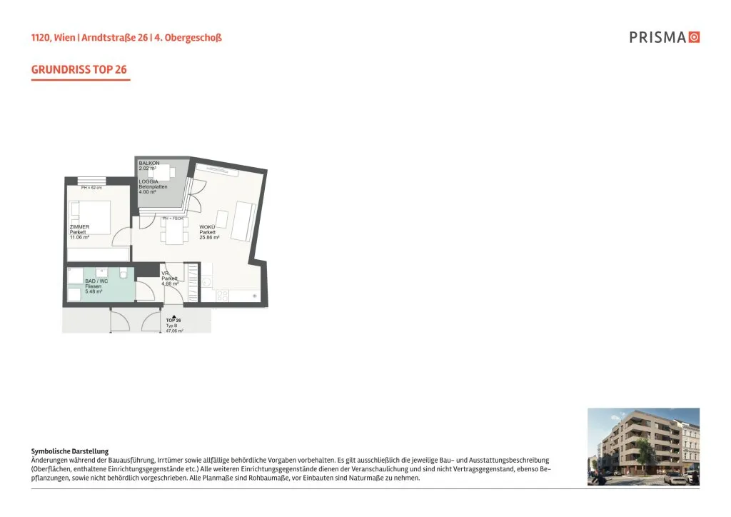 2-Zimmer Wohnung mit großer Wohnküche und Loggia/Balkon - renditestarke Anlage - Ansicht 3