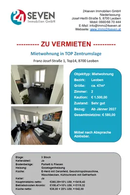 2-Zimmer-Wohnung mieten in Leoben – 47 m², € 580 – Bild 7 von 7