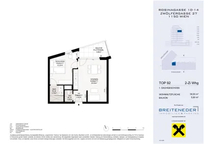 2-Zimmer-Wohnung kaufen in Wien – 39,93 m², € 317.200 – Bild 4 von 4