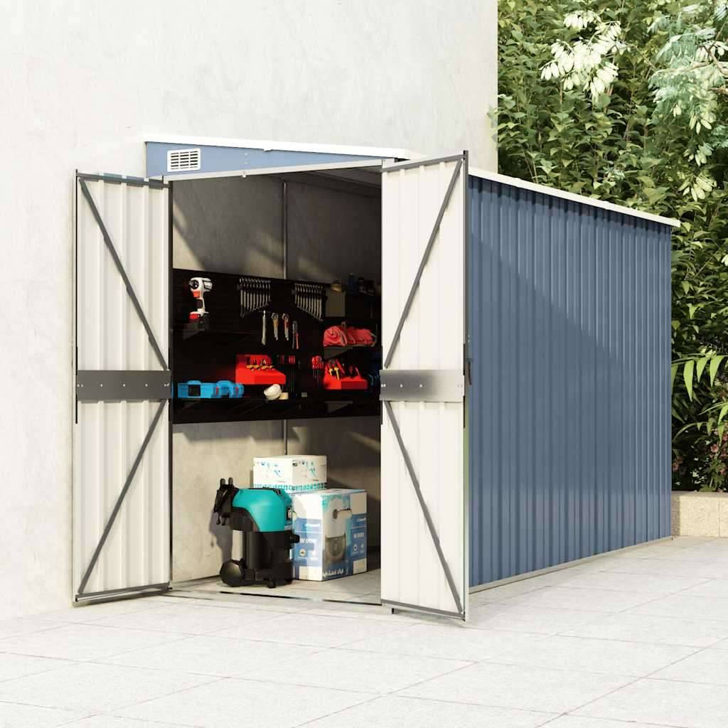NEU vidaXL Anbauschuppen Grau 118x288x178 cm Verzinkter Stahl