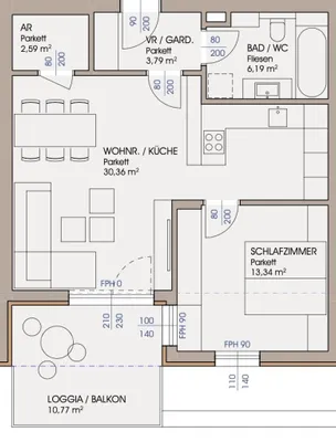 2-Zimmer-Wohnung mieten in Salzburg-Umgebung – 56,26 m², € 1.390 – Bild 8 von 8