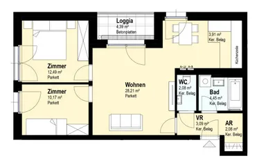 3-Zimmer-Wohnung mieten in Wien – 72,87 m², € 1.064 – Bild 3 von 3