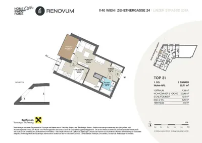 2-Zimmer-Wohnung mieten in Wien – 39,71 m², € 869 – Bild 7 von 8