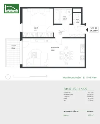 2-Zimmer-Wohnung mieten in Wien – 54,28 m², € 1.099 – Bild 27 von 27