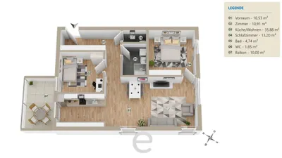 3-Zimmer-Wohnung kaufen in Wels – 77,11 m², € 396.500 – Bild 2 von 11