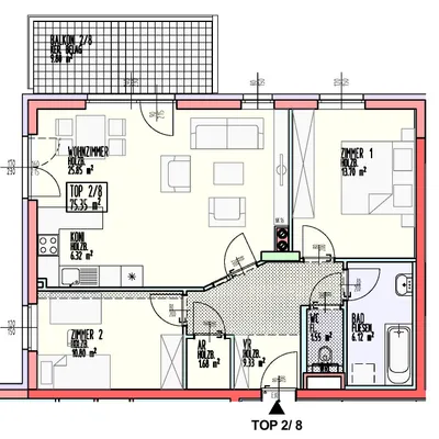 3-Zimmer-Wohnung mieten in Sankt Pölten Land – 76,78 m², € 774 – Bild 2 von 6