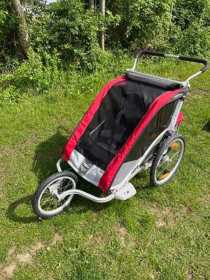 Chariot cougar2 2sitzer grün grau Zwillinge Fahrradanhänger TOP sold