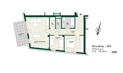 2-Zimmer-Wohnung mieten in Murau – 63,2 m², € 677 – Bild 2 von 3