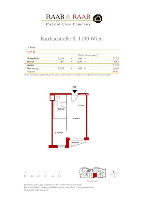 2-Zimmer-Wohnung kaufen in Wien – 32,55 m² – Bild 3 von 3