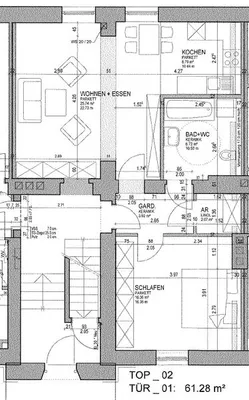 2-Zimmer-Wohnung mieten in Leoben – 61,28 m², € 556 – Bild 2 von 2