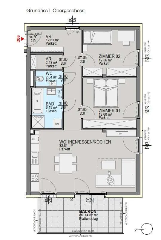 Luxuriöse Neubauwohnung mit großzügigem Balkon in Graz! - Ansicht 2