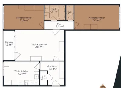 3-Zimmer-Wohnung kaufen in Braunau am Inn – 83 m², € 219.000 – Bild 9 von 9