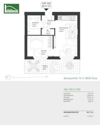 2-Zimmer-Wohnung mieten in Graz – 35,15 m², € 657 – Bild 18 von 18