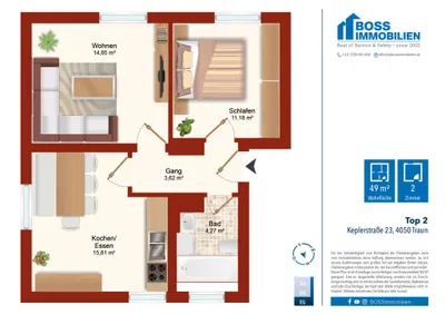 2-Zimmer-Wohnung mieten in Linz Land – 49 m², € 596 – Bild 13 von 13