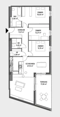 4-Zimmer-Wohnung mieten in Graz – 115,05 m², € 1.700 – Bild 4 von 4