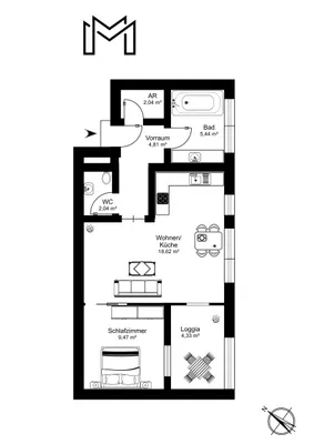 2-Zimmer-Wohnung kaufen in Salzburg Stadt – 46,75 m², € 330.000 – Bild 16 von 16