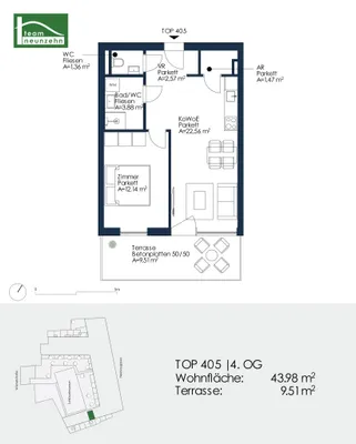 2-Zimmer-Wohnung mieten in Graz – 43,98 m², € 729 – Bild 24 von 24