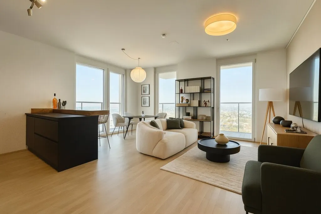 MARINATOWER - Fernblick - 31. Liftstock - 3 Zimmer - ca. 90m² gew. NFL - Loggia & Balkon - Möbliert - Ansicht 3